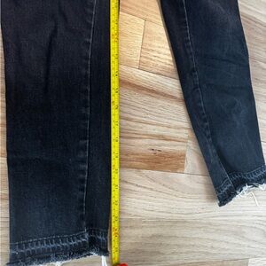AMO Dark Denim Jeans with Frayed Hem